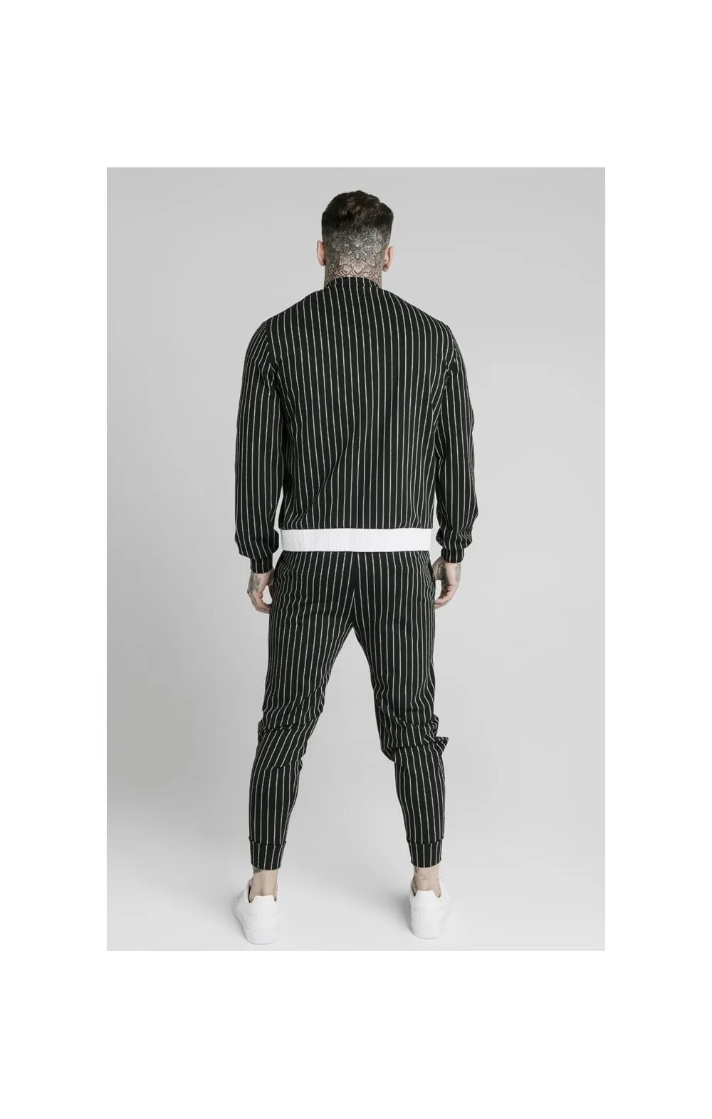 SikSilk Pinstripe Bomber Jacket - Black & White sold by Siksilk product image thumbnail 5