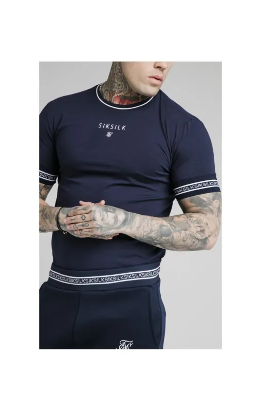 SikSilk Element Straight Hem Gym Tee – Navy & White sold by Siksilk