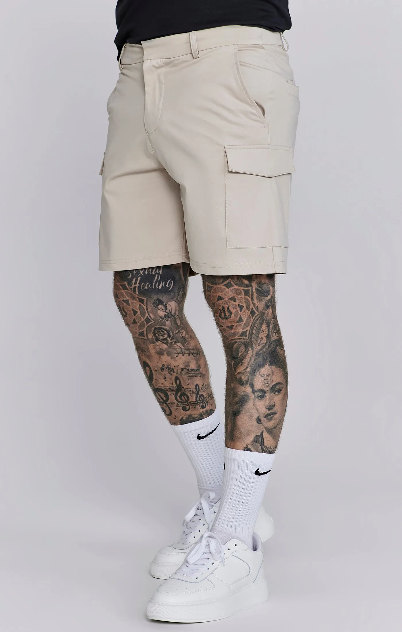 Beige Cargo Shorts sold by Siksilk
