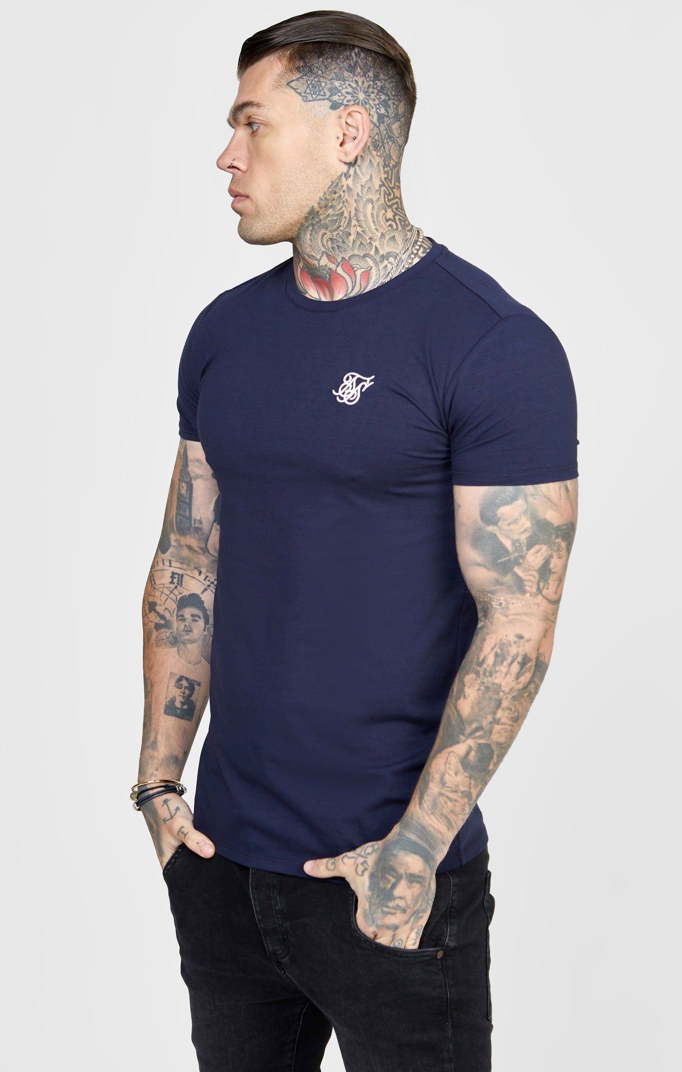 Grey Twin Pack Muscle Fit T-Shirt sold by Siksilk product image thumbnail 3