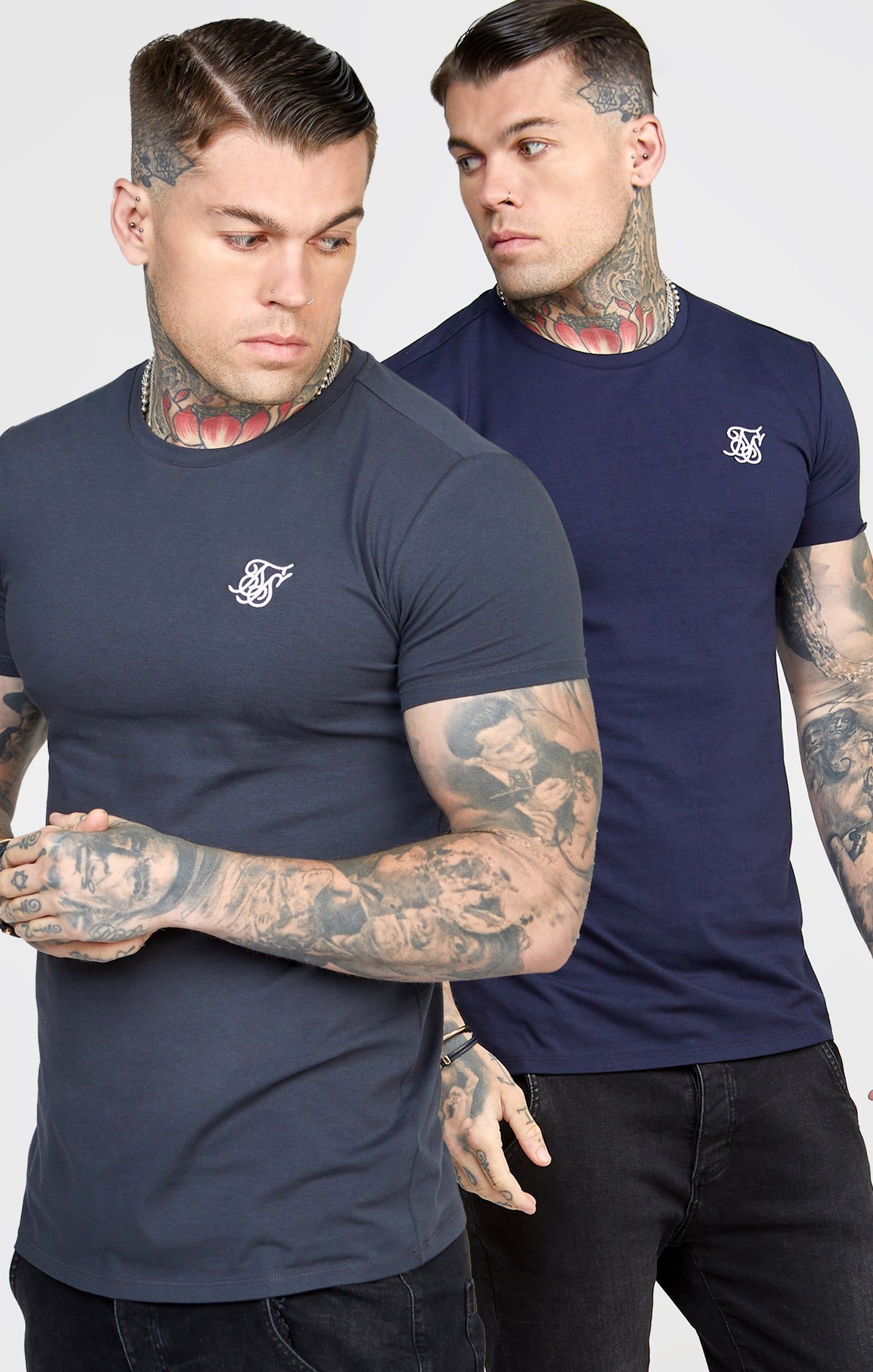 Grey Twin Pack Muscle Fit T-Shirt sold by Siksilk