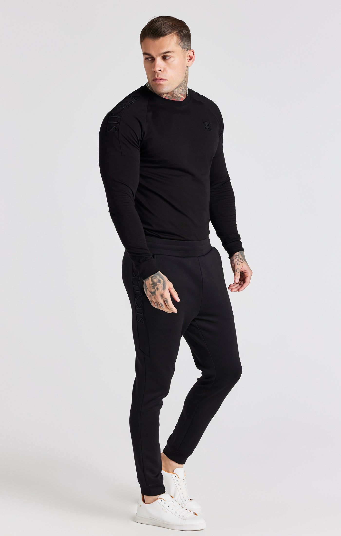 Black Panel Muscle Fit T-Shirt sold by Siksilk product image thumbnail 4