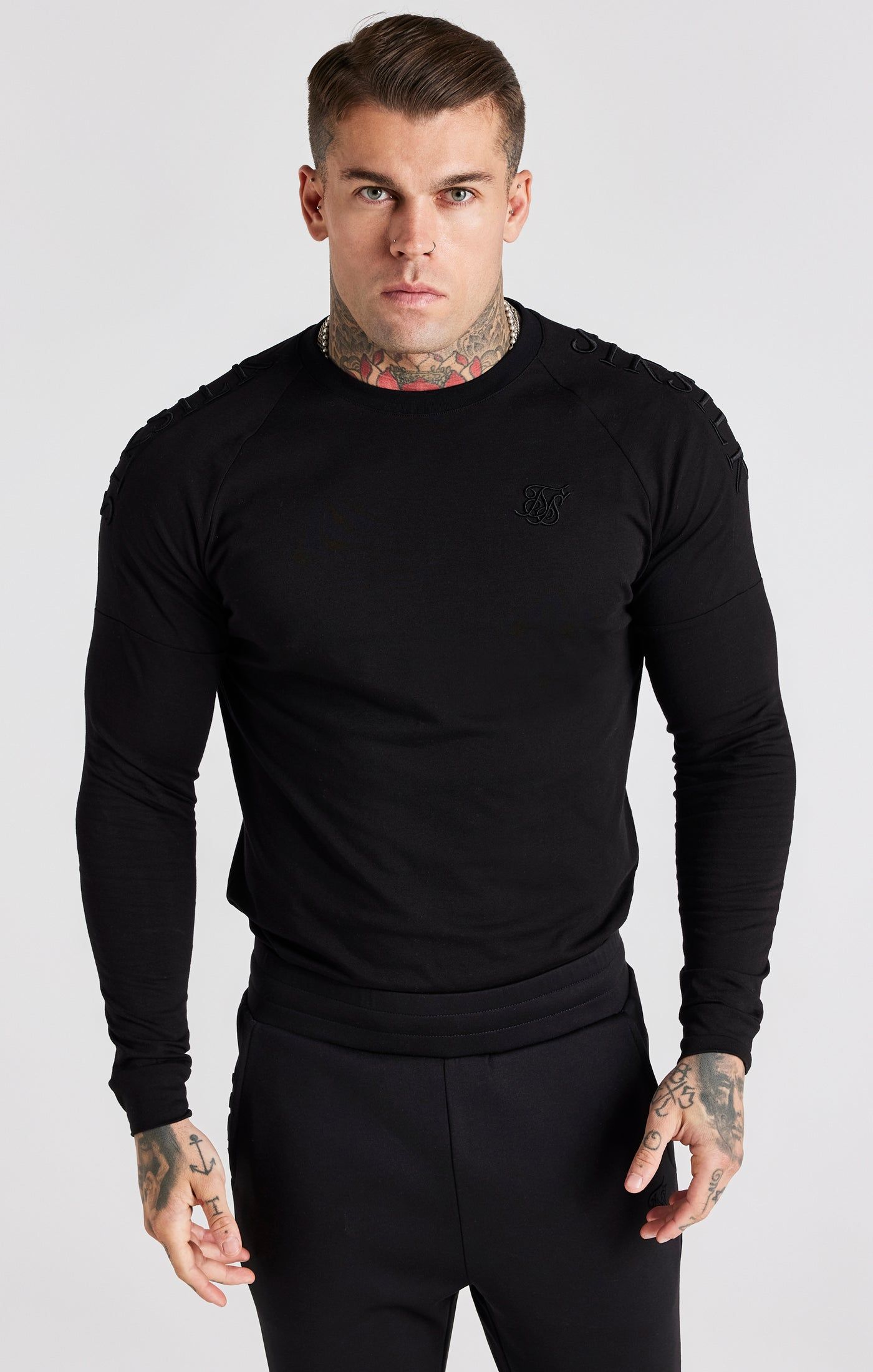Black Panel Muscle Fit T-Shirt sold by Siksilk