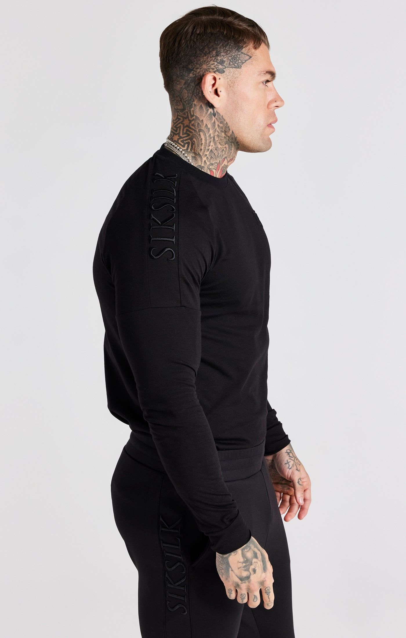 Black Panel Muscle Fit T-Shirt sold by Siksilk product image thumbnail 5
