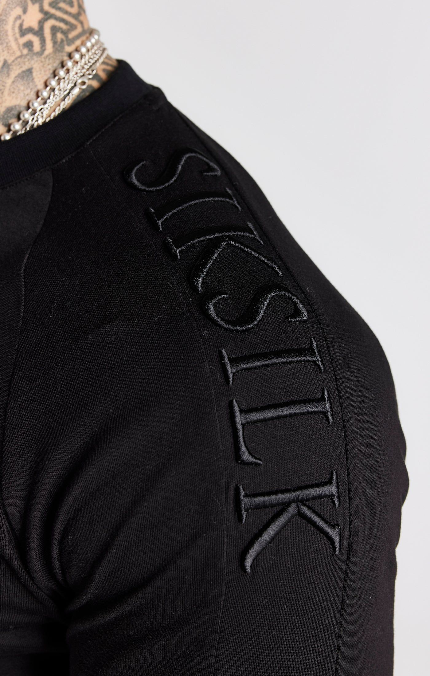 Black Panel Muscle Fit T-Shirt sold by Siksilk product image thumbnail 2