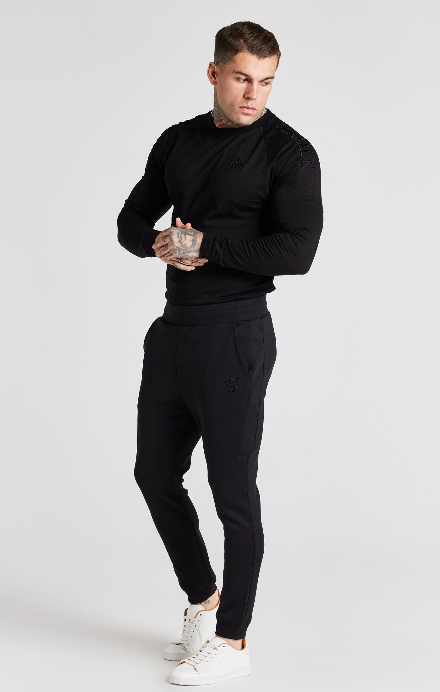 Black Panel Muscle Fit T-Shirt sold by Siksilk product image thumbnail 3