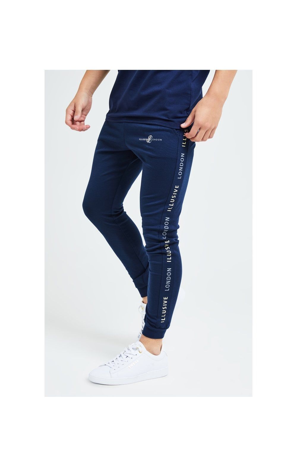 Illusive London Legacy Joggers - Navy & Cream sold by Siksilk