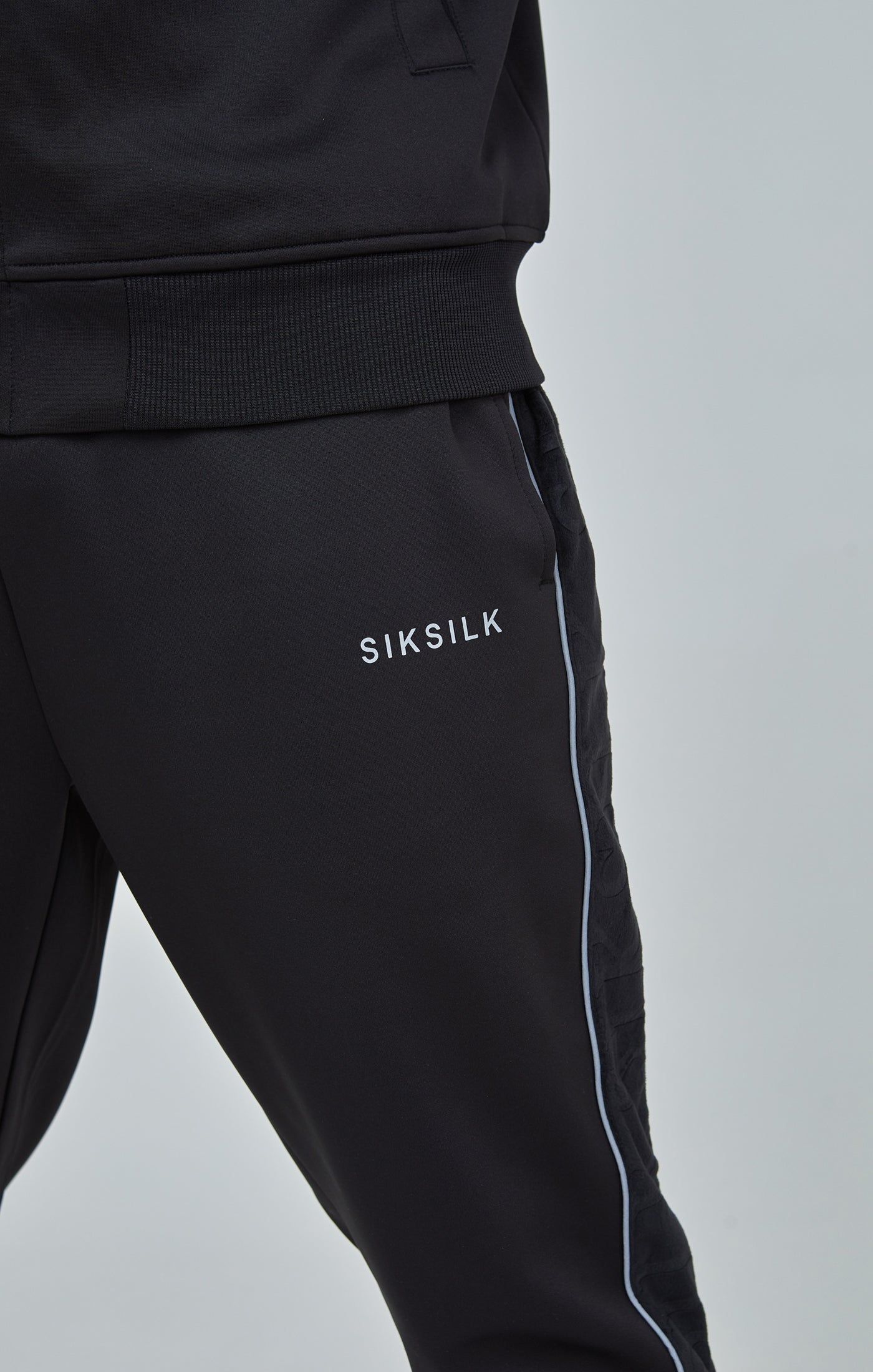 Black Velour Panelled Track Pants sold by Siksilk product image thumbnail 6