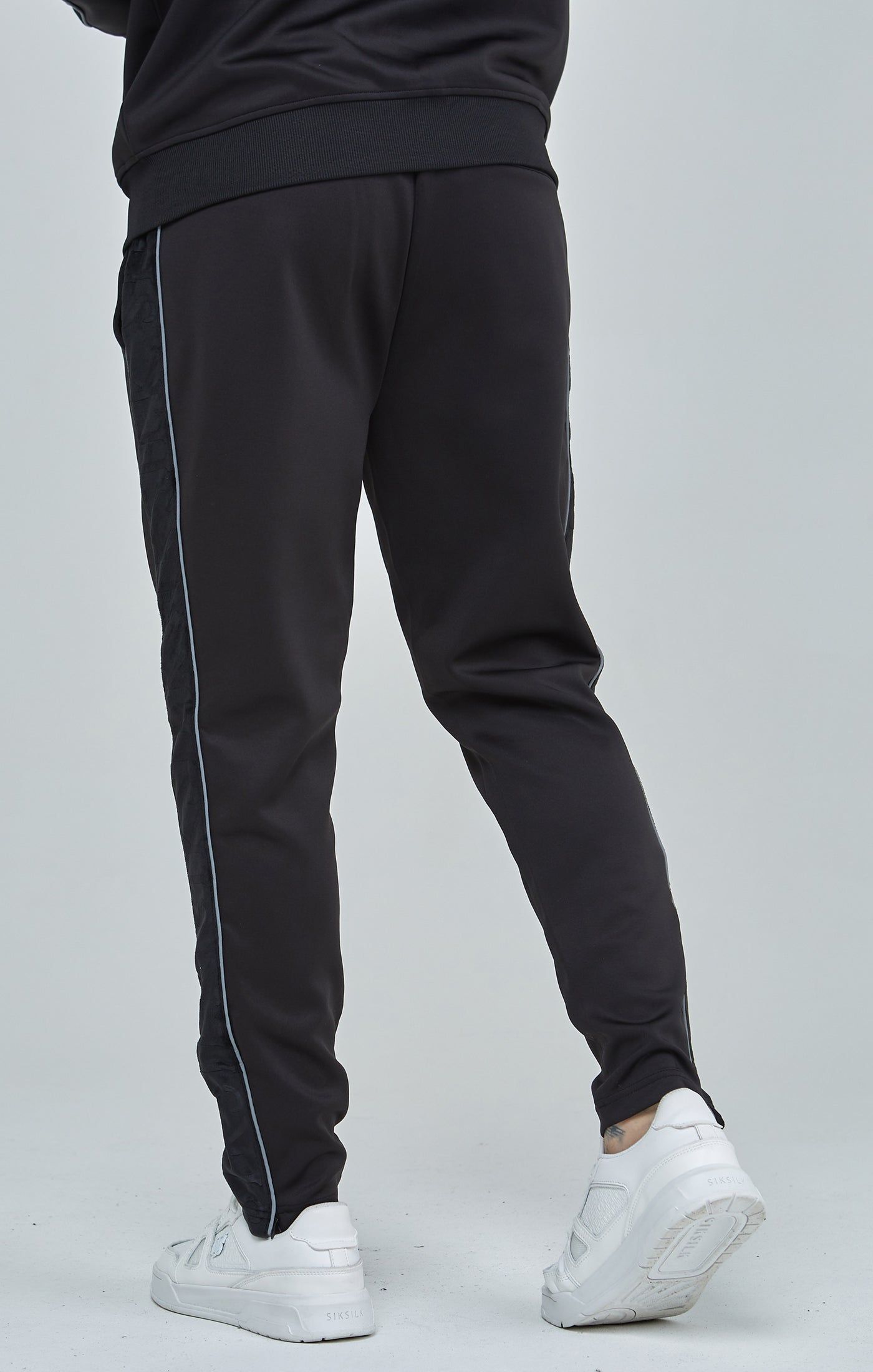 Black Velour Panelled Track Pants sold by Siksilk product image thumbnail 4