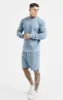 Blue Embroidered Waffle Texture Shorts sold by Siksilk