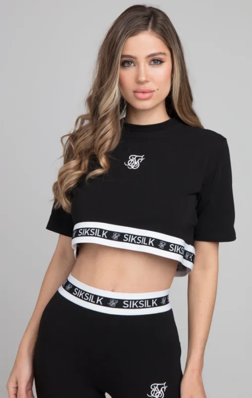 SikSilk Revert Fleece Crop Tee - Black sold by Siksilk