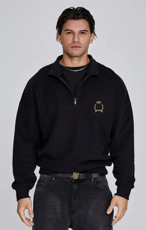 Black Quarter Zip Sweater sold by Siksilk