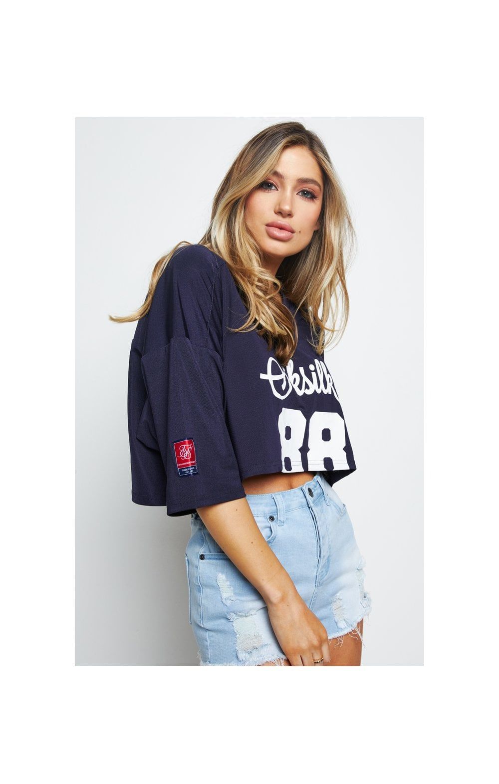 SikSilk Retro Football Crop Jersey - Navy sold by Siksilk product image thumbnail 4
