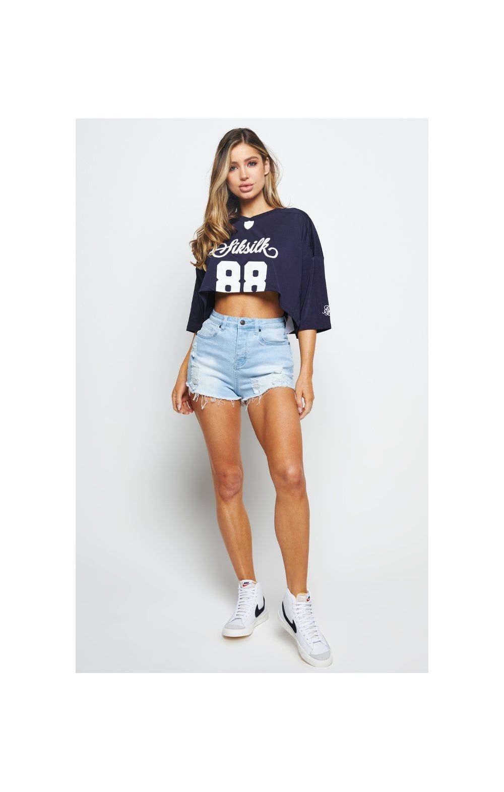 SikSilk Retro Football Crop Jersey - Navy sold by Siksilk product image thumbnail 7