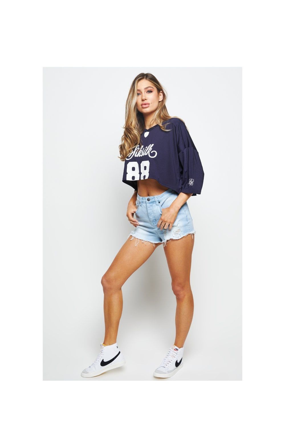 SikSilk Retro Football Crop Jersey - Navy sold by Siksilk product image thumbnail 8