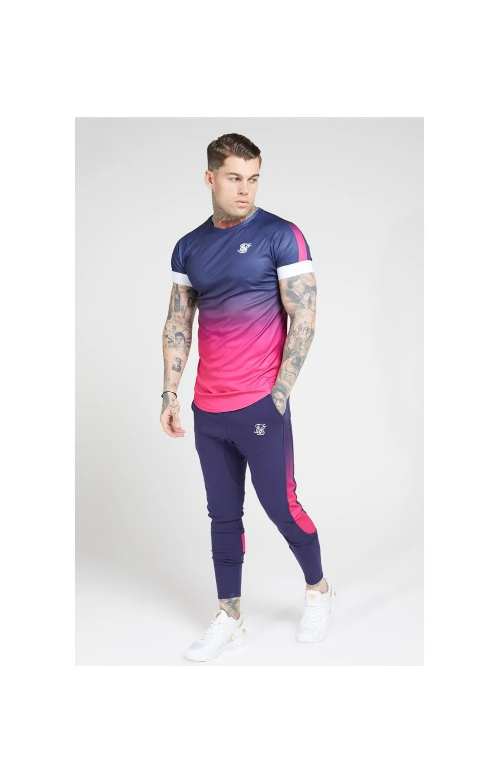 SikSilk S/S Fade Panel Tech Tee – Navy & Neon Fade sold by Siksilk product image thumbnail 5