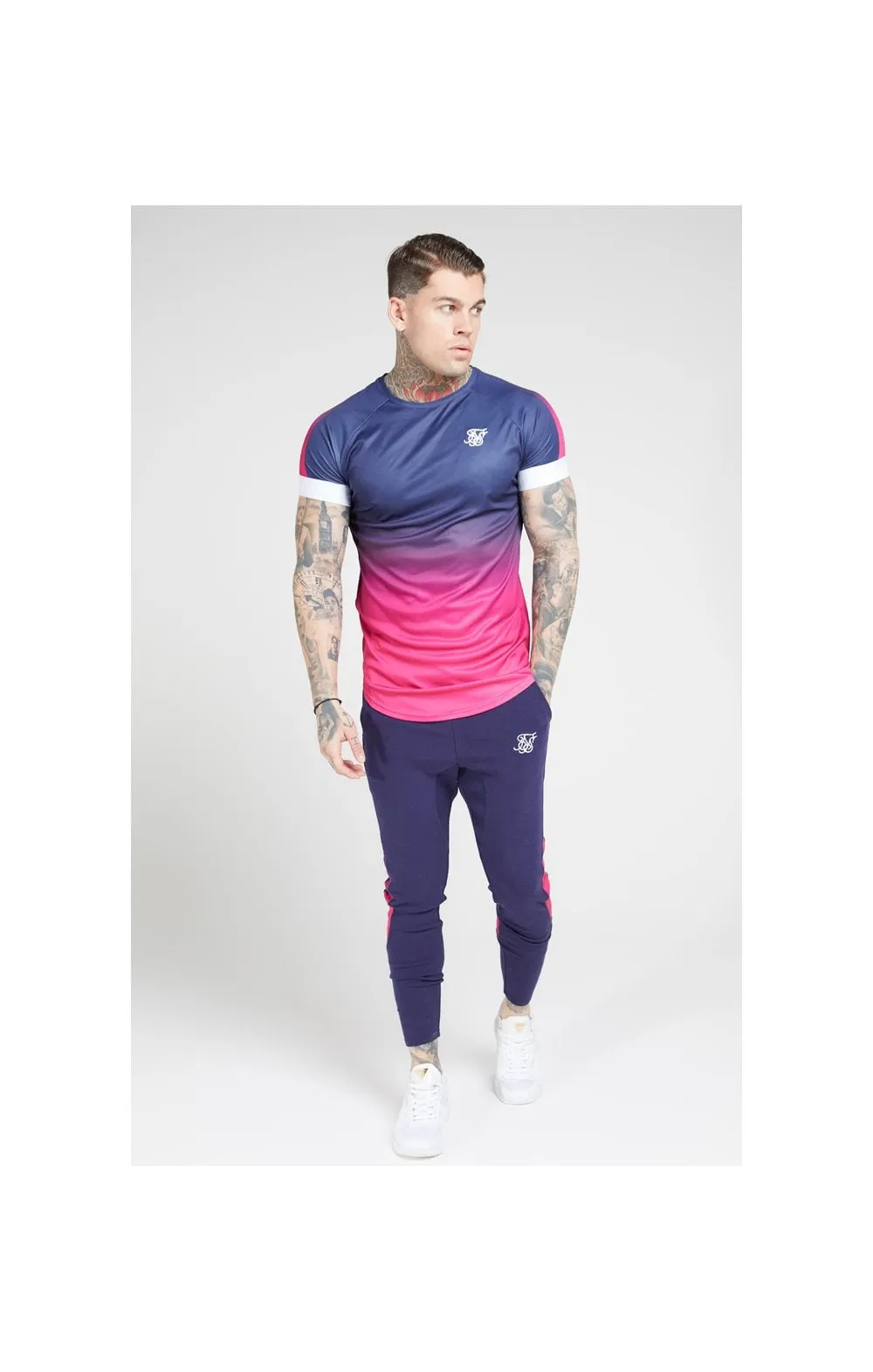 SikSilk S/S Fade Panel Tech Tee – Navy & Neon Fade sold by Siksilk product image thumbnail 3