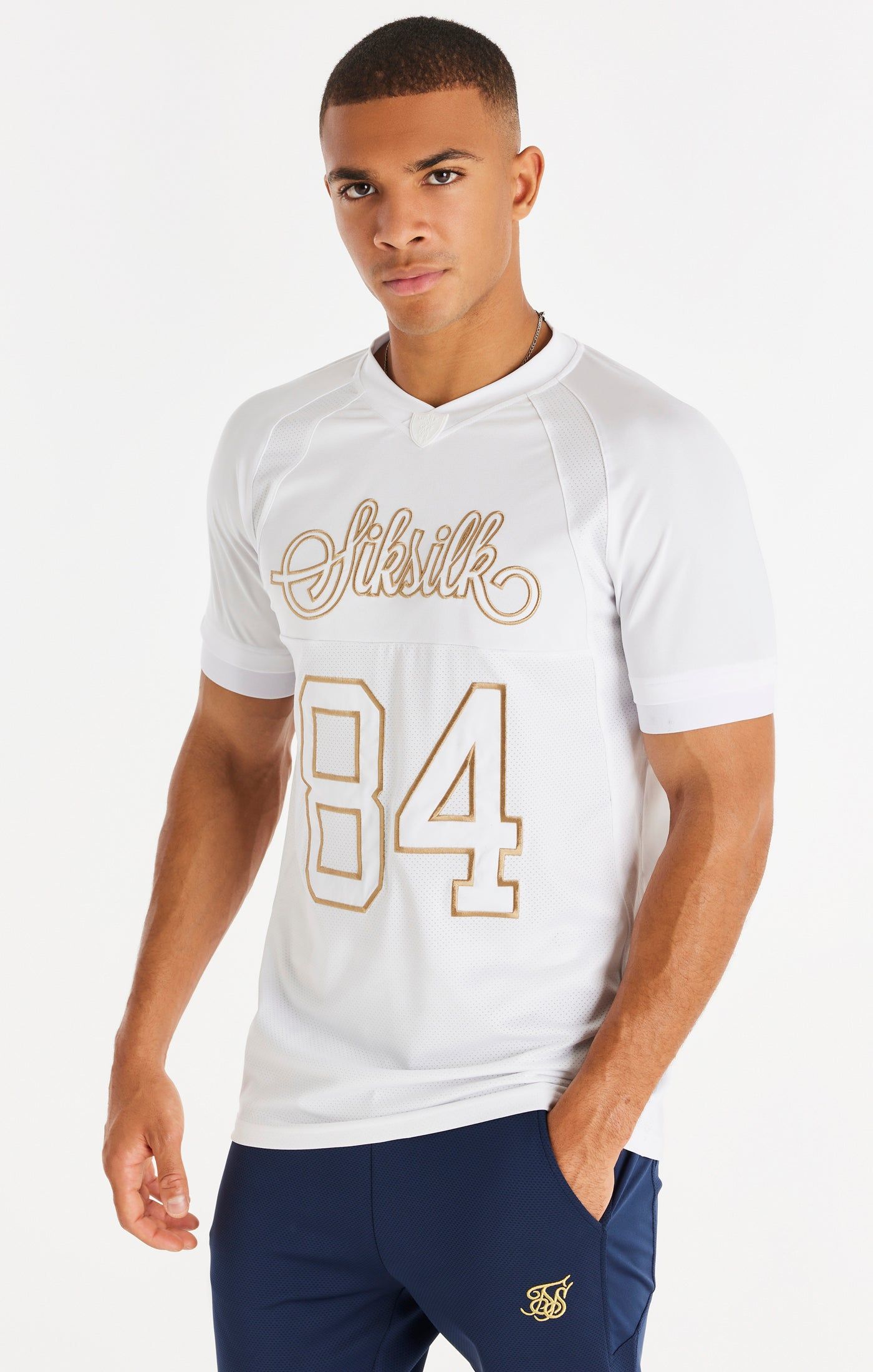 White Sport Elastic Cuff T-Shirt sold by Siksilk