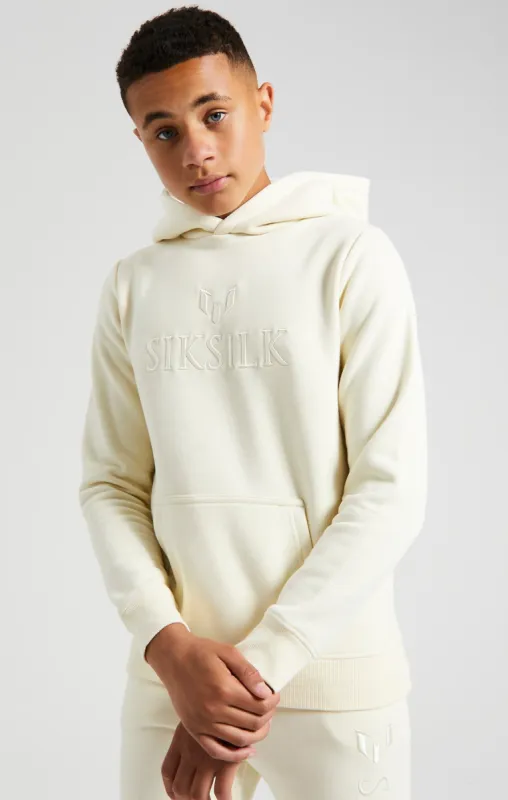 Boys Messi x SikSilk Ecru Embroidered Overhead Hoodie made by Siksilk