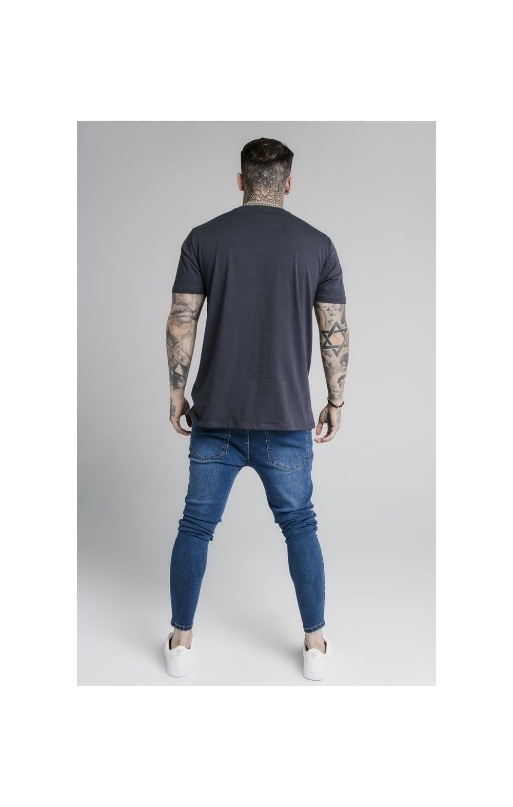 Navy Essential Muscle Fit T-Shirt sold by Siksilk product image thumbnail 6