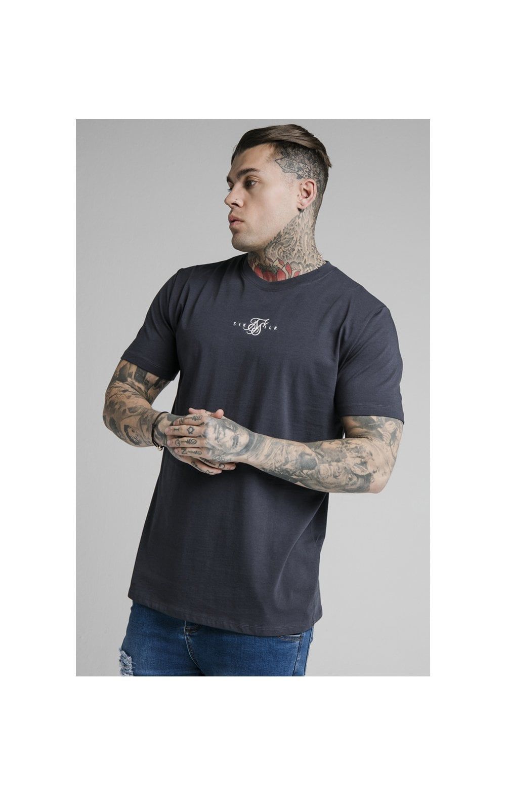 Navy Essential Muscle Fit T-Shirt sold by Siksilk