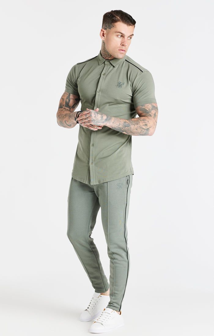 Khaki Grandad Collar Shirt sold by Siksilk product image thumbnail 3