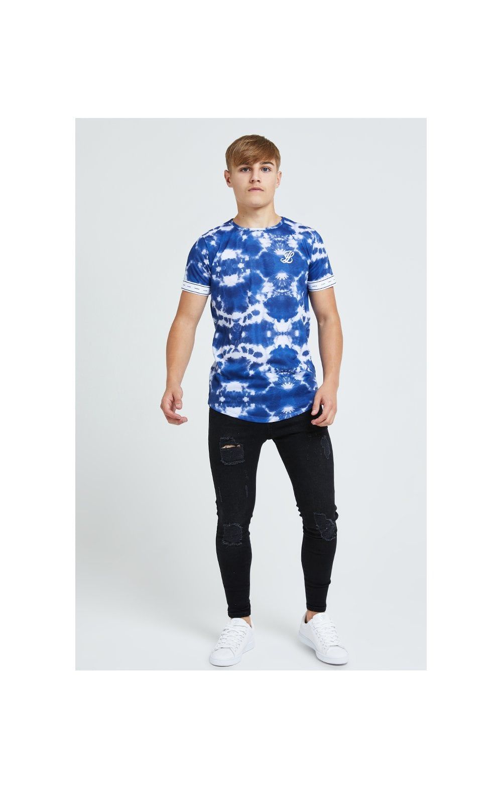 Illusive London Tie Dye Print Tech Tee - Blue & White sold by Siksilk product image thumbnail 2