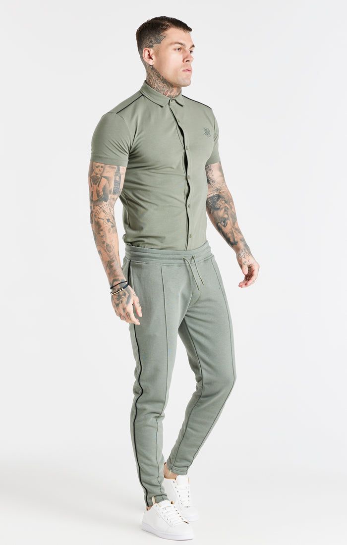 Khaki Grandad Collar Shirt sold by Siksilk product image thumbnail 4
