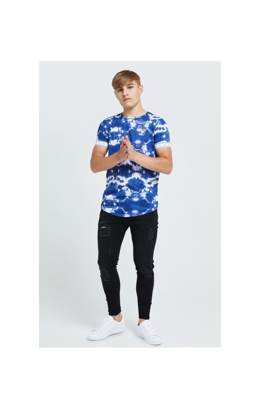Illusive London Tie Dye Print Tech Tee - Blue & White sold by Siksilk product image thumbnail 3