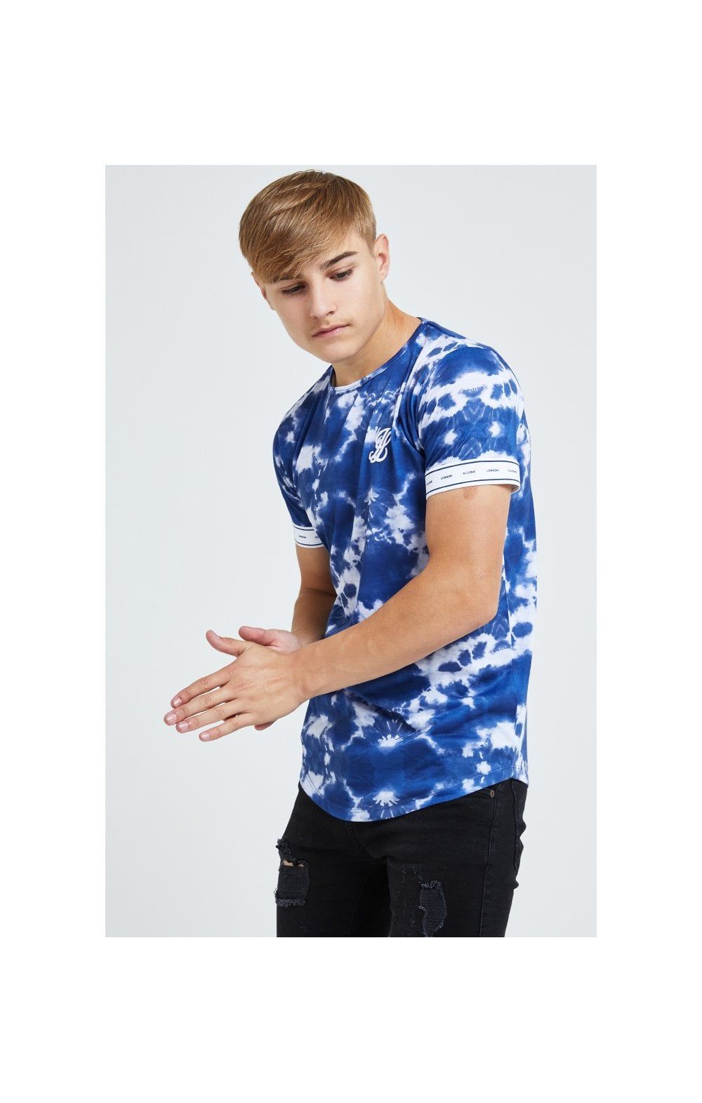 Illusive London Tie Dye Print Tech Tee - Blue & White sold by Siksilk