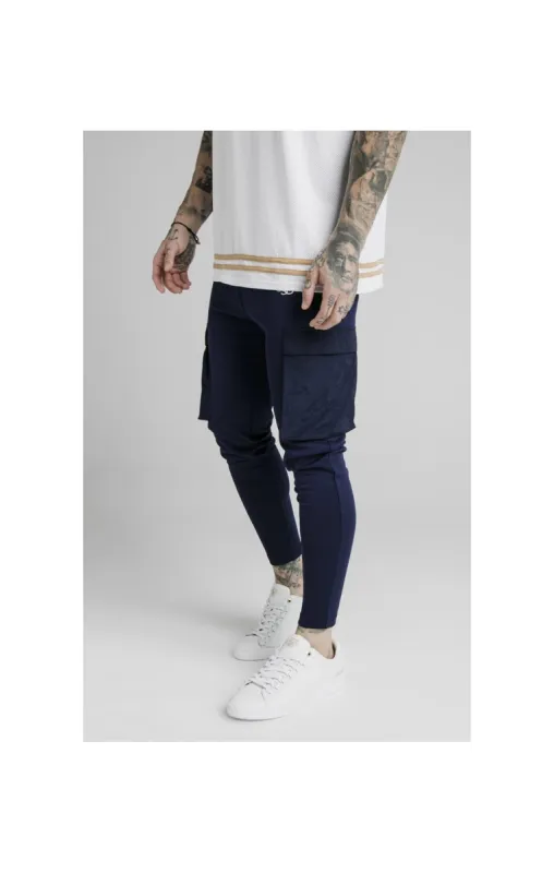 SikSilk Crushed Nylon Cargo Pants - Navy sold by Siksilk