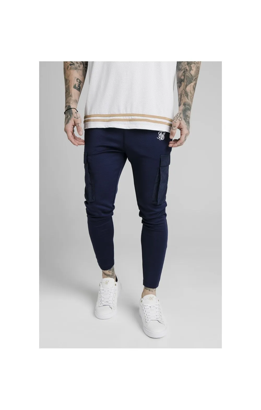 SikSilk Crushed Nylon Cargo Pants - Navy sold by Siksilk product image thumbnail 2