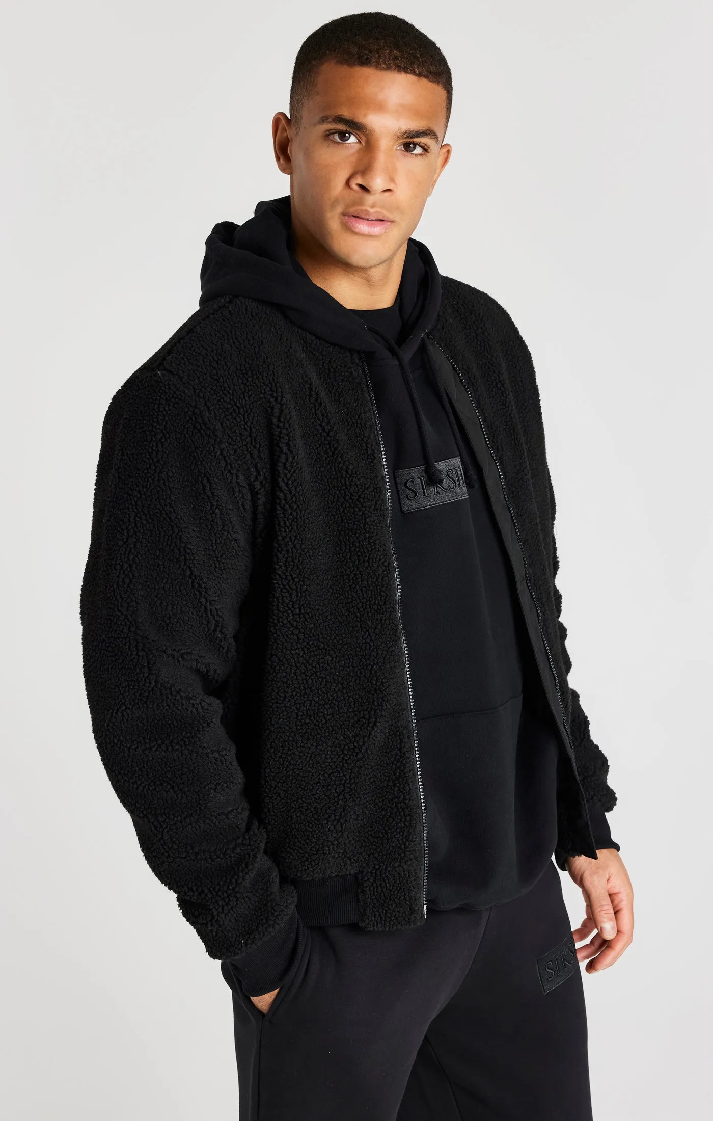 Black Borg Bomber Jacket sold by Siksilk