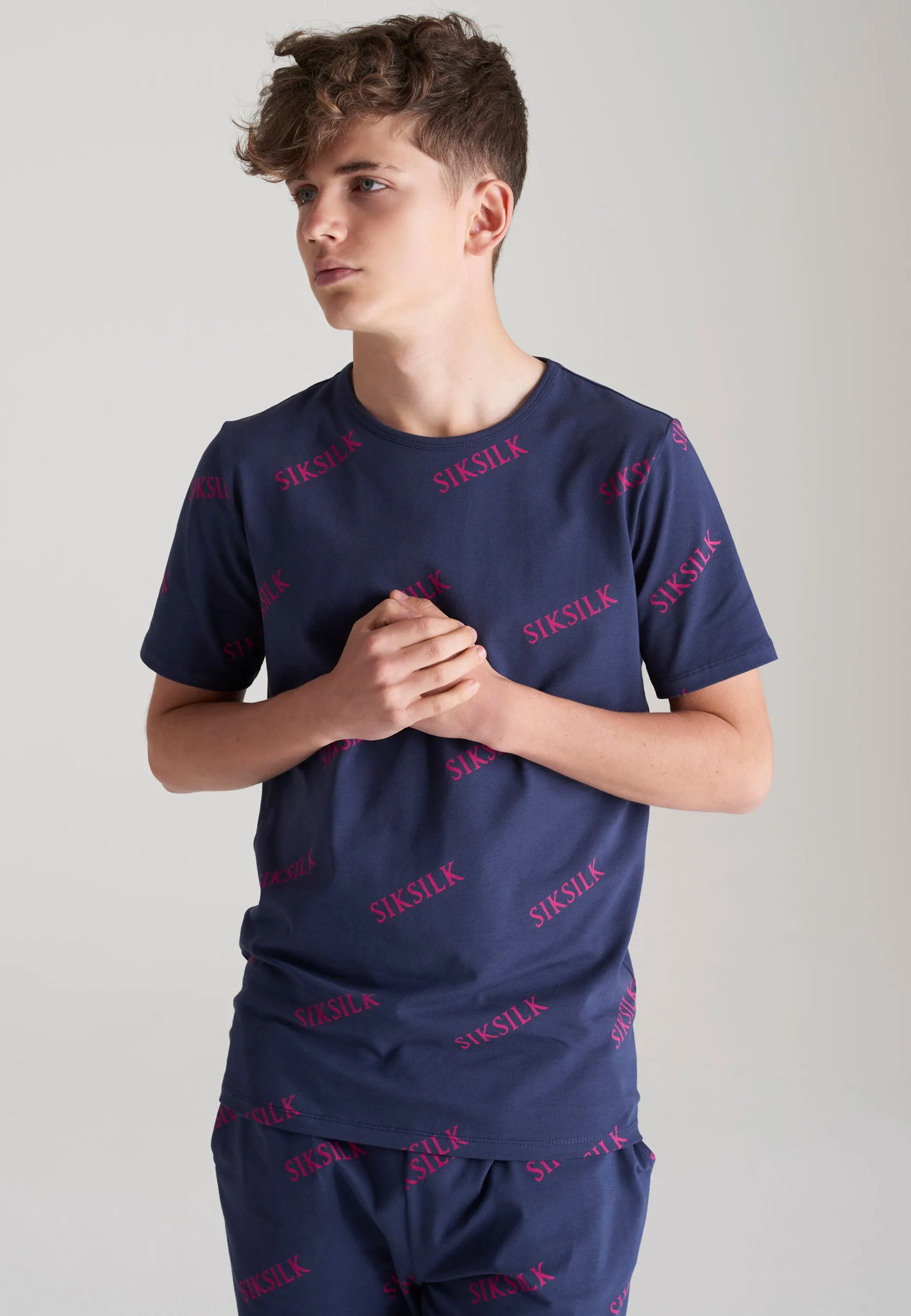 Boys Navy Monogram Printed T-Shirt sold by Siksilk