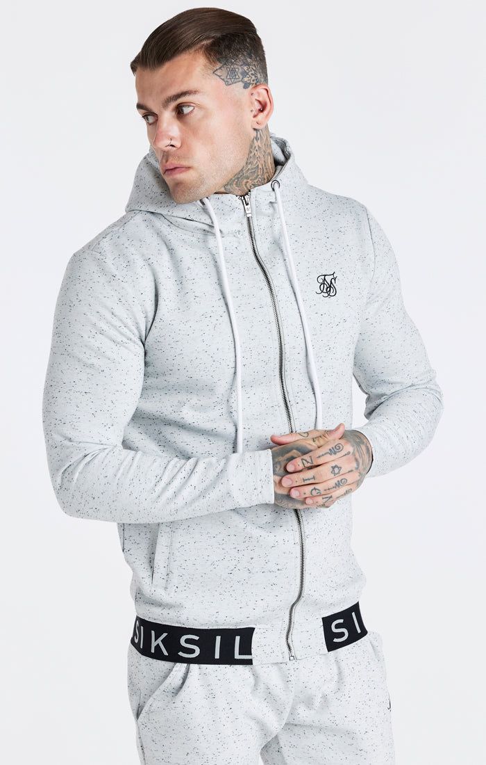 Grey Zip Through Hoodie sold by Siksilk