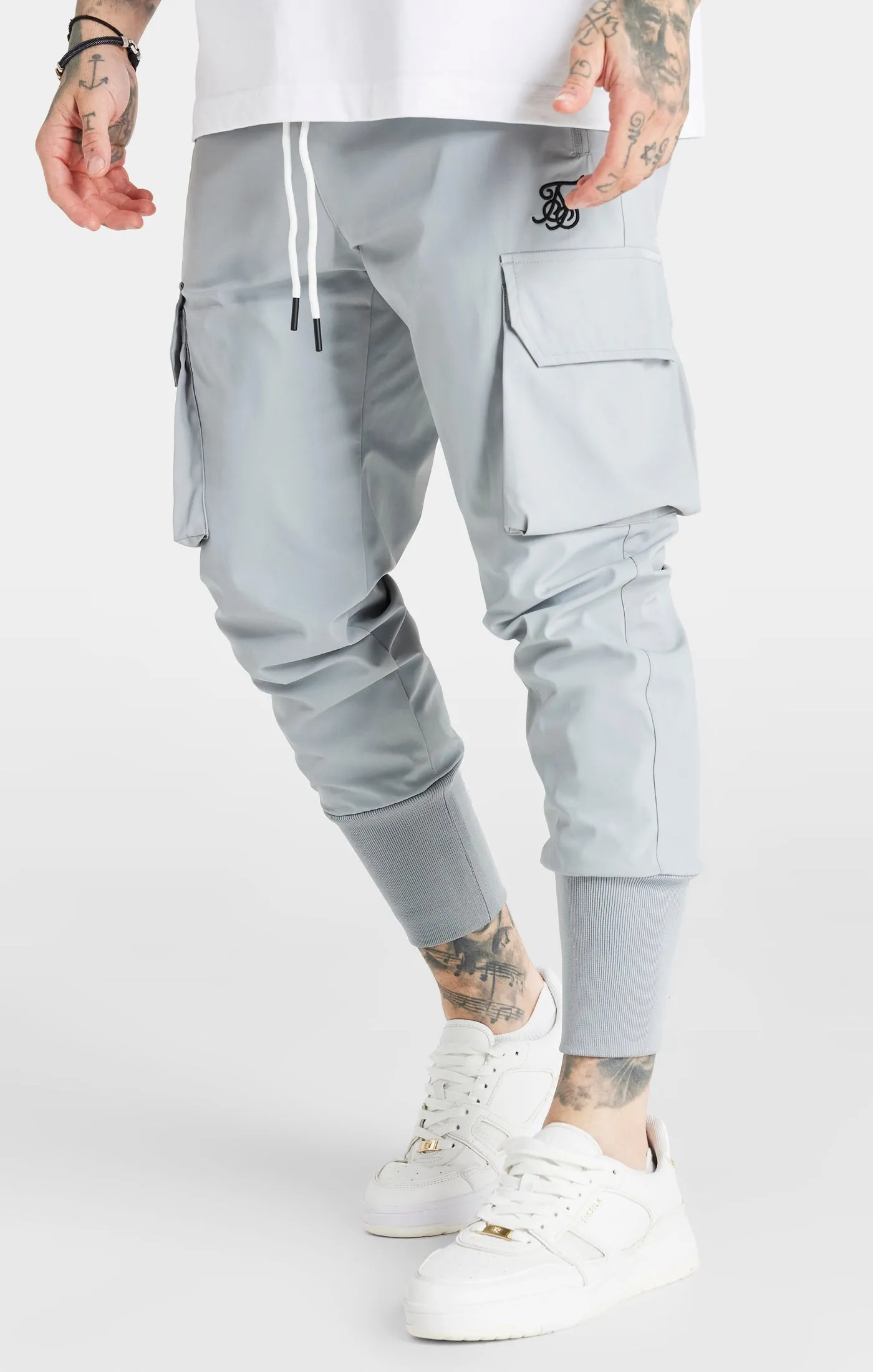Light Grey Tech Cargo Pant sold by Siksilk