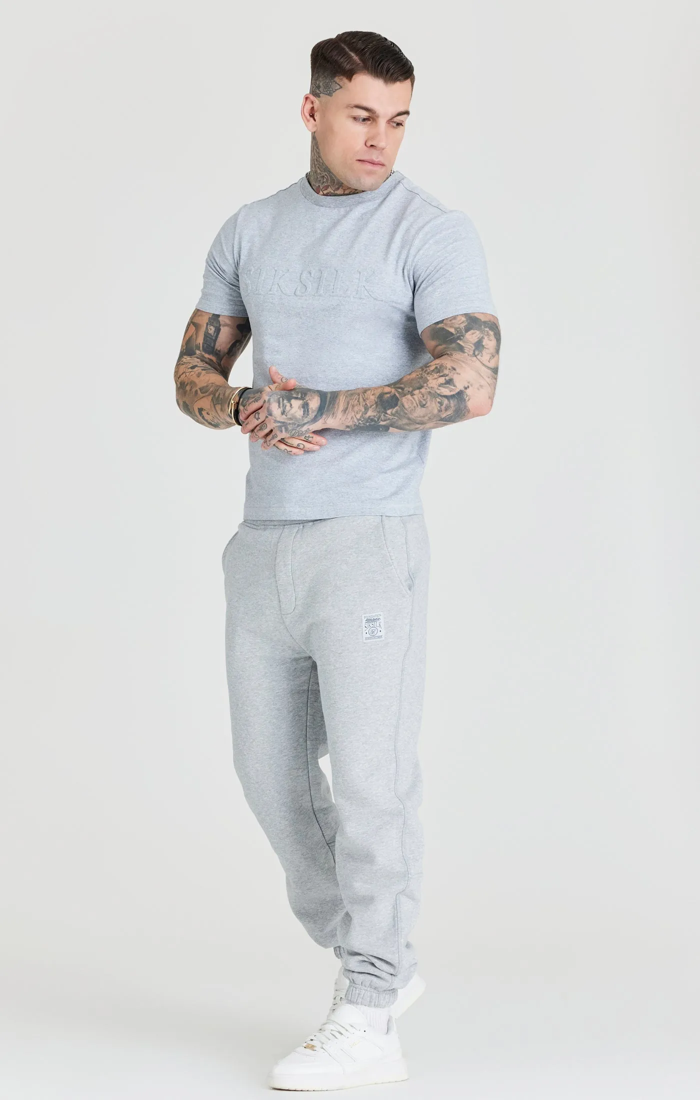 Grey Marl Embossed Relaxed Fit T-Shirt sold by Siksilk product image thumbnail 3