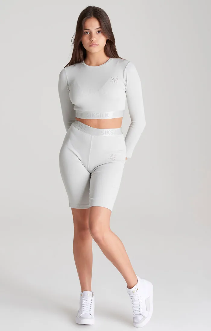 Girls Grey Ribbed Long Sleeve Cropped T-Shirt sold by Siksilk product image thumbnail 4