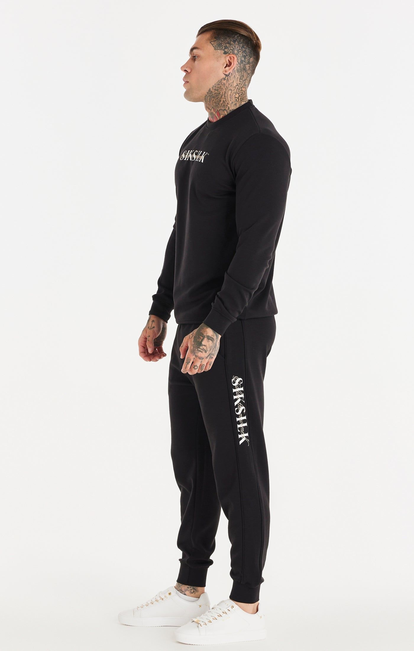 SikSilk Dual Script Logo Crew Sweater - Black sold by Siksilk product image thumbnail 6