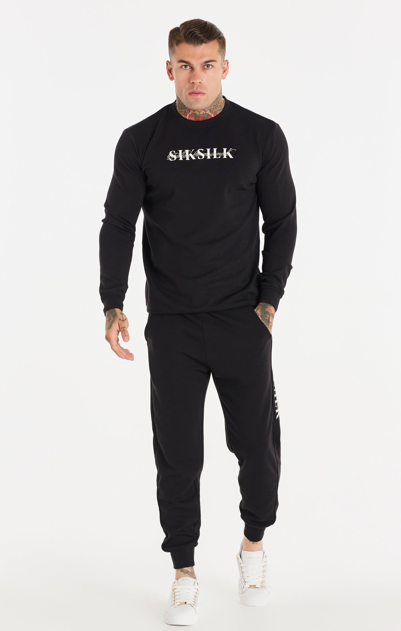 SikSilk Dual Script Logo Crew Sweater - Black sold by Siksilk product image thumbnail 3
