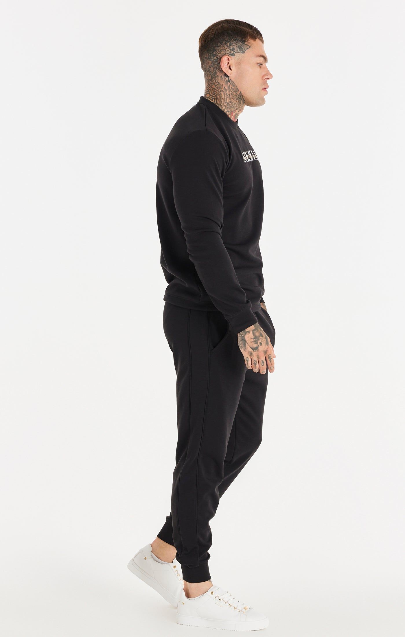 SikSilk Dual Script Logo Crew Sweater - Black sold by Siksilk product image thumbnail 4