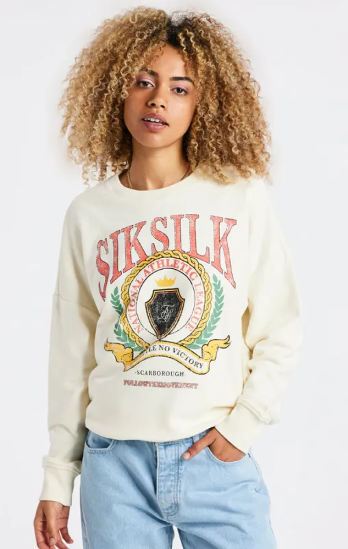SikSilk Varsity Oversize Sweatshirt - Ecru sold by Siksilk