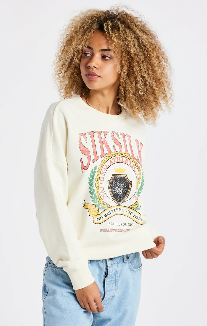 SikSilk Varsity Oversize Sweatshirt - Ecru sold by Siksilk product image thumbnail 2