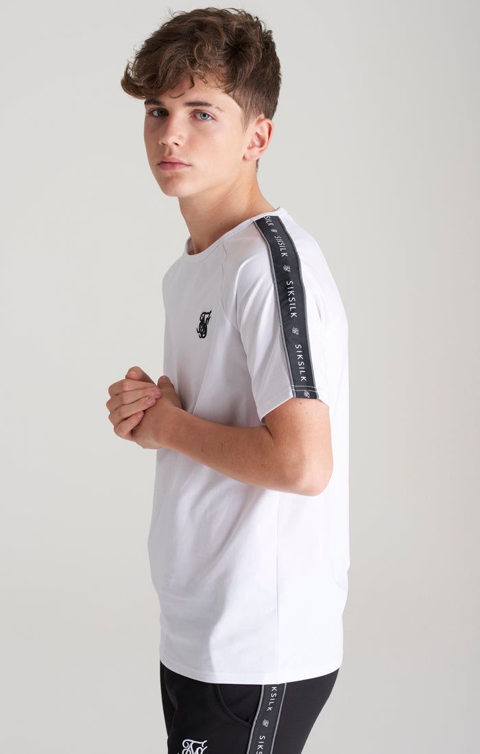 Boys White Taped Raglan T-Shirt sold by Siksilk product image thumbnail 2