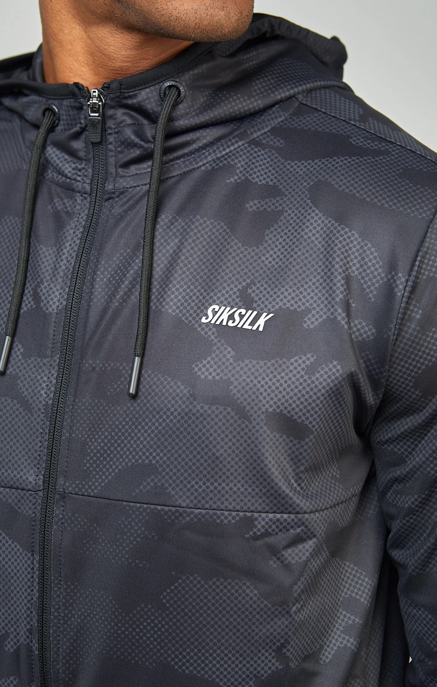 Camo Print Sports Zip Through Muscle Fit Hoodie sold by Siksilk product image thumbnail 3