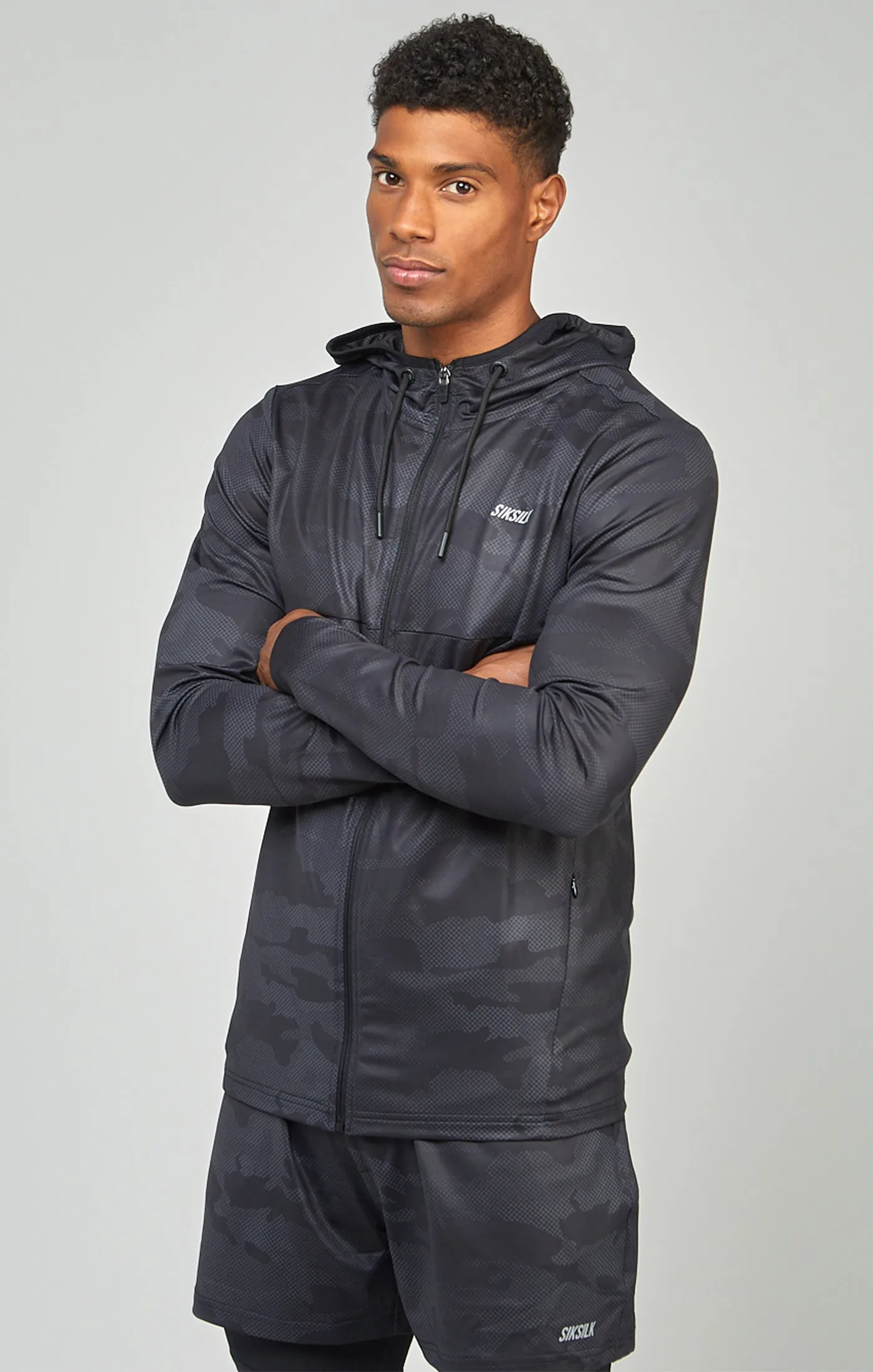 Camo Print Sports Zip Through Muscle Fit Hoodie sold by Siksilk