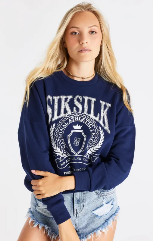 Navy Varsity Oversize Sweatshirt sold by Siksilk