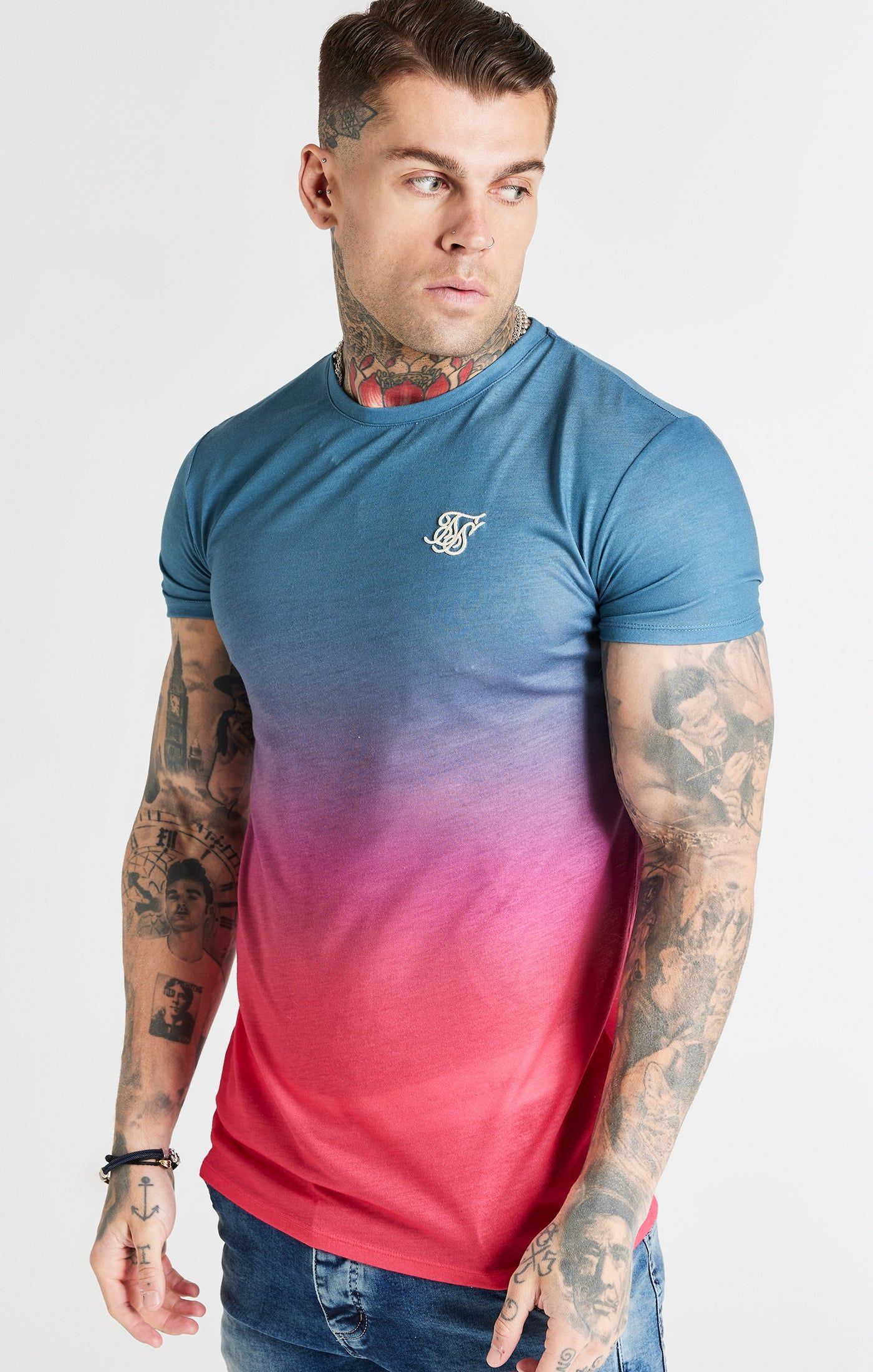 Grey Fade Muscle Fit T-Shirt sold by Siksilk