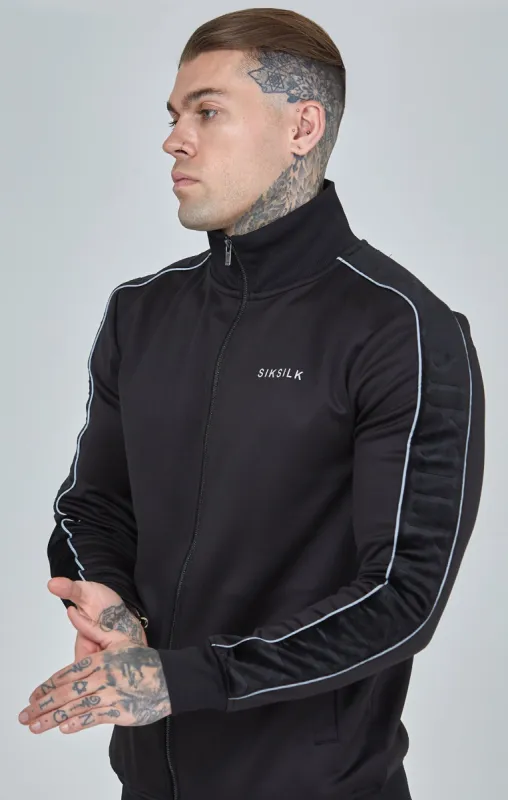 Black Velour Panelled Track Top sold by Siksilk