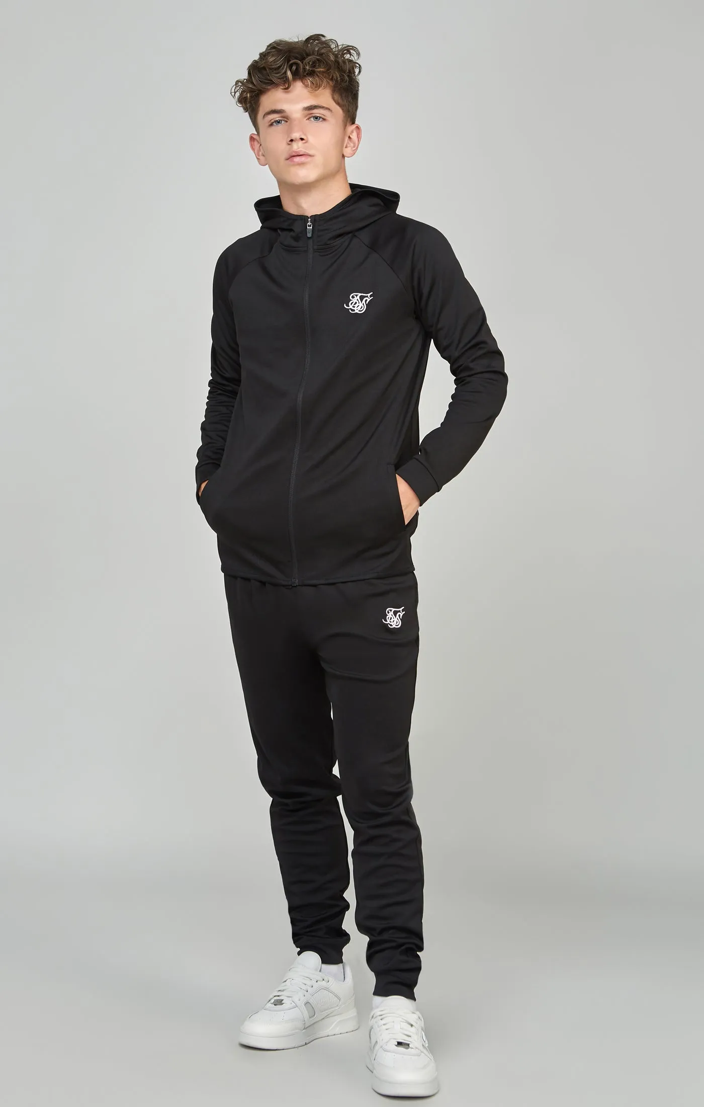 Boys Black Zip Thru & Jogger Tracksuit sold by Siksilk